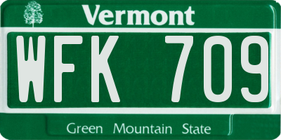 VT license plate WFK709