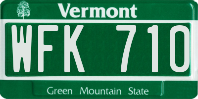 VT license plate WFK710
