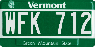 VT license plate WFK712