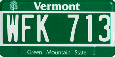 VT license plate WFK713