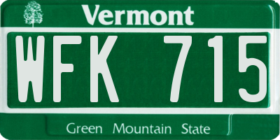 VT license plate WFK715