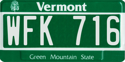 VT license plate WFK716