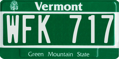 VT license plate WFK717