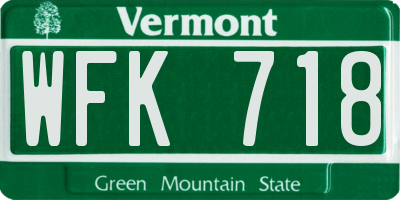 VT license plate WFK718
