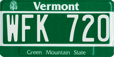 VT license plate WFK720