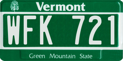 VT license plate WFK721