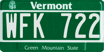 VT license plate WFK722