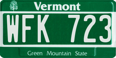 VT license plate WFK723