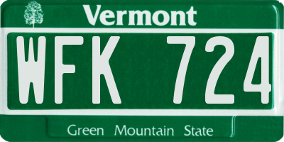 VT license plate WFK724