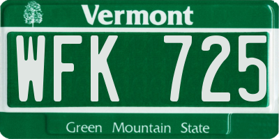 VT license plate WFK725