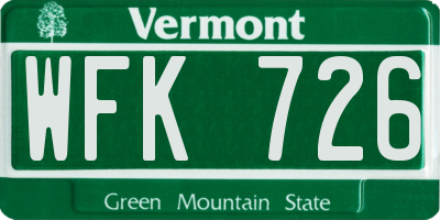 VT license plate WFK726