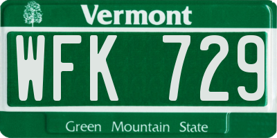 VT license plate WFK729