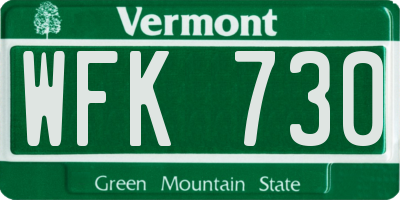 VT license plate WFK730
