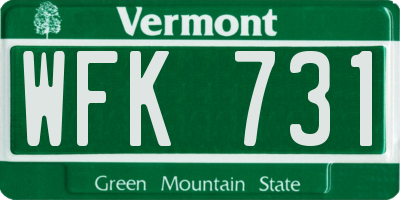 VT license plate WFK731