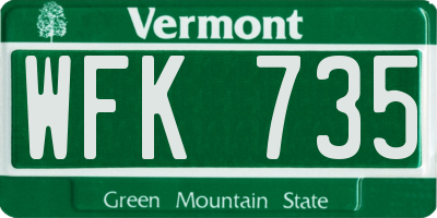 VT license plate WFK735