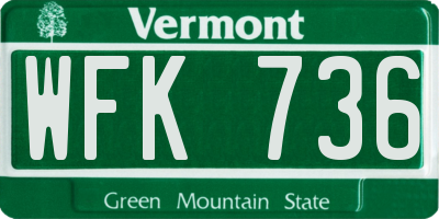 VT license plate WFK736