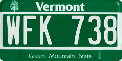 VT license plate WFK738