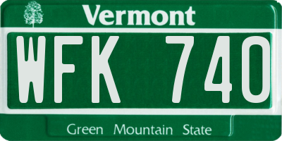 VT license plate WFK740