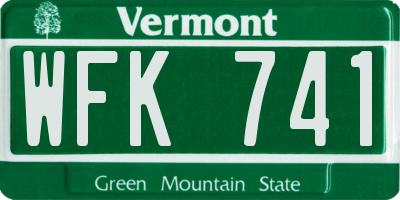 VT license plate WFK741