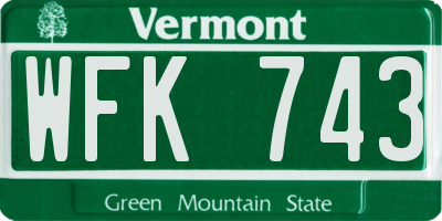 VT license plate WFK743