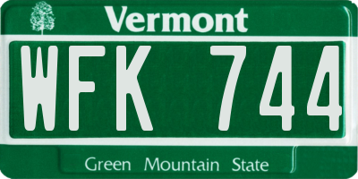 VT license plate WFK744