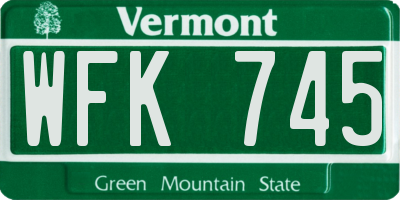 VT license plate WFK745