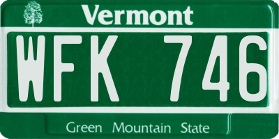 VT license plate WFK746