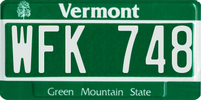 VT license plate WFK748