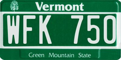 VT license plate WFK750