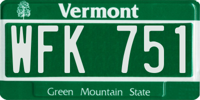 VT license plate WFK751