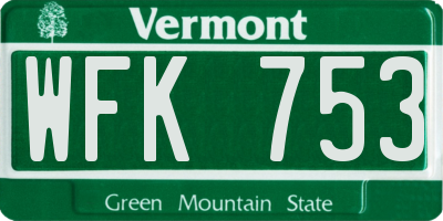 VT license plate WFK753