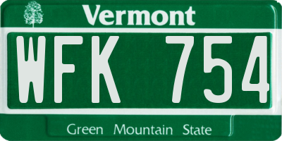 VT license plate WFK754