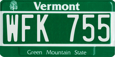 VT license plate WFK755