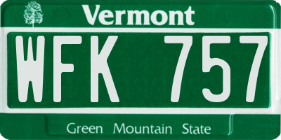 VT license plate WFK757