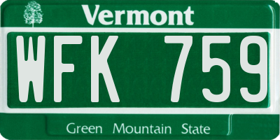 VT license plate WFK759