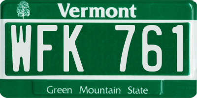 VT license plate WFK761