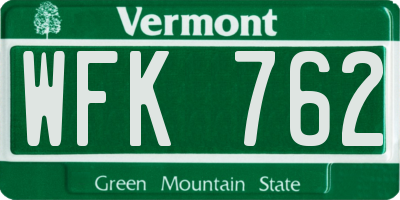 VT license plate WFK762