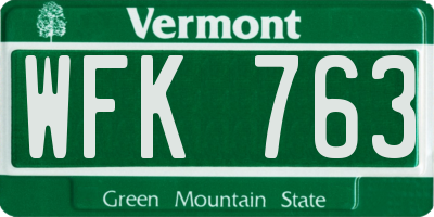 VT license plate WFK763