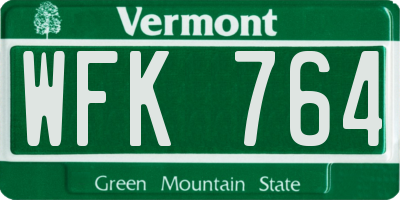 VT license plate WFK764