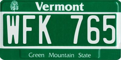 VT license plate WFK765