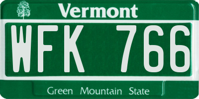 VT license plate WFK766