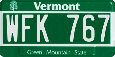 VT license plate WFK767