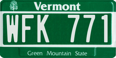 VT license plate WFK771