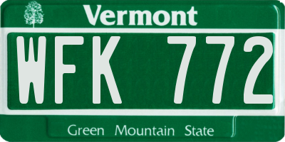 VT license plate WFK772