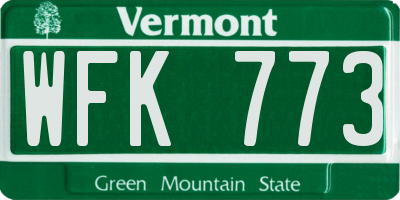 VT license plate WFK773