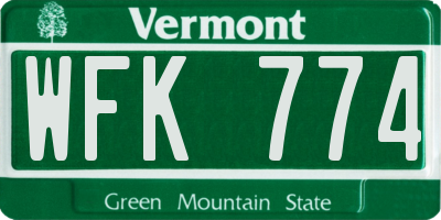 VT license plate WFK774