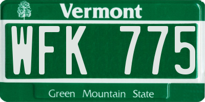 VT license plate WFK775