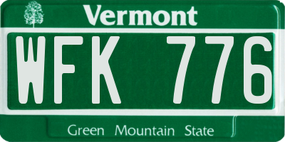 VT license plate WFK776