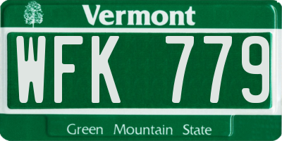 VT license plate WFK779