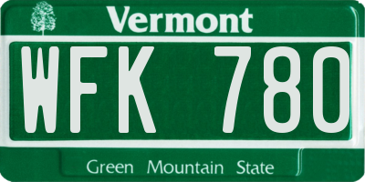 VT license plate WFK780